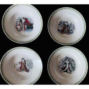 Set of 4 National Wildlife Christmas Santa Clause Mr. Kringle 6” plate set